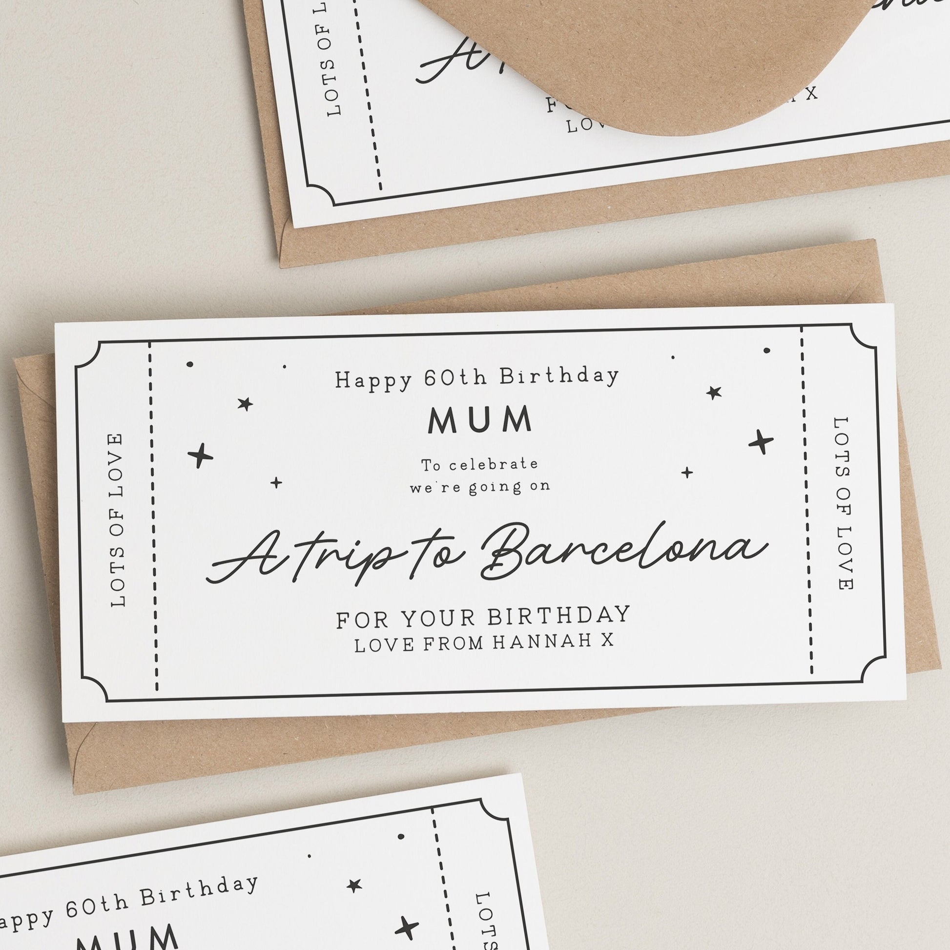 Mum Birthday Gift Voucher, Mum 60th Birthday Scratch Card Gift Voucher, Scratch To Reveal Ticket, Surprise Voucher, Birthday Gift Ticket