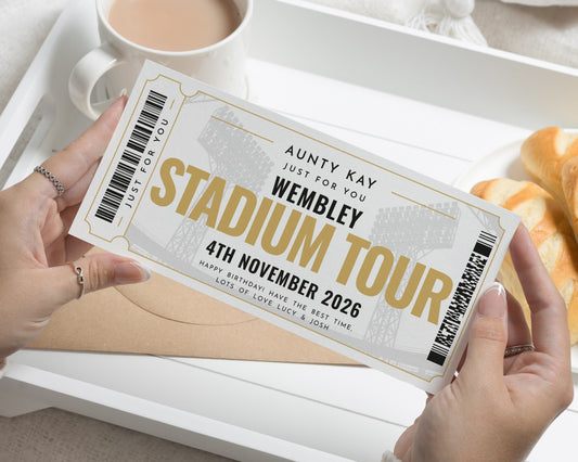 Personalised Stadium Tour Gift Voucher, Wembley Tour Ticket, Birthday Gift For Her, Custom Experience Voucher