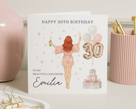 30th Birthday Card for Daughter, Personalised Birthday Card, Daughter Birthday Card, 30th Birthday Card for Her, Champagne Birthday Card
