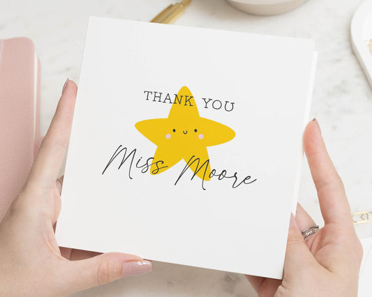 Thank You Card for Teacher, Personalised Teacher Thank You Card, Star Thank You Card, End of Term Card, Thank You Card