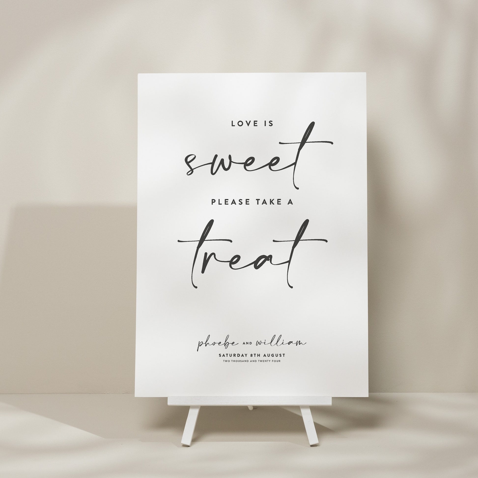 Simple Wedding Sweet Table Sign, Take A Treat Wedding Sign, Calligraphy Wedding Signage, Minimalist Wedding Design &#39;Phoebe&#39;