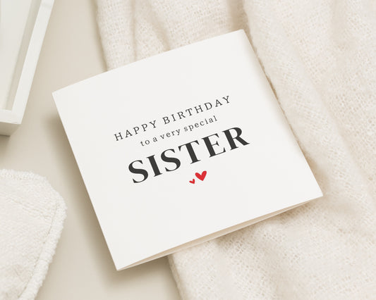 Sister Birthday Card, Birthday Card for Sister, Happy Birthday Sister Card, Birthday Card for Her, Simple Birthday Card for Sister
