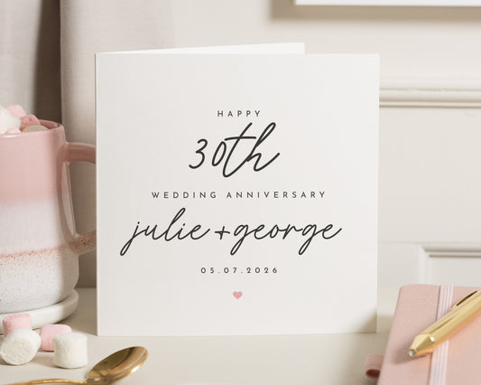 30th Wedding Anniversary Card, Personalised Anniversary Card, Anniversary Card for Couple, Custom Anniversary Card, 30th Anniversary
