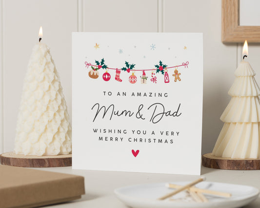 Christmas Card for Mum and Dad, Merry Christmas Card, Christmas Card for Parents, Cute Christmas Card, Personalised Family Christmas Card