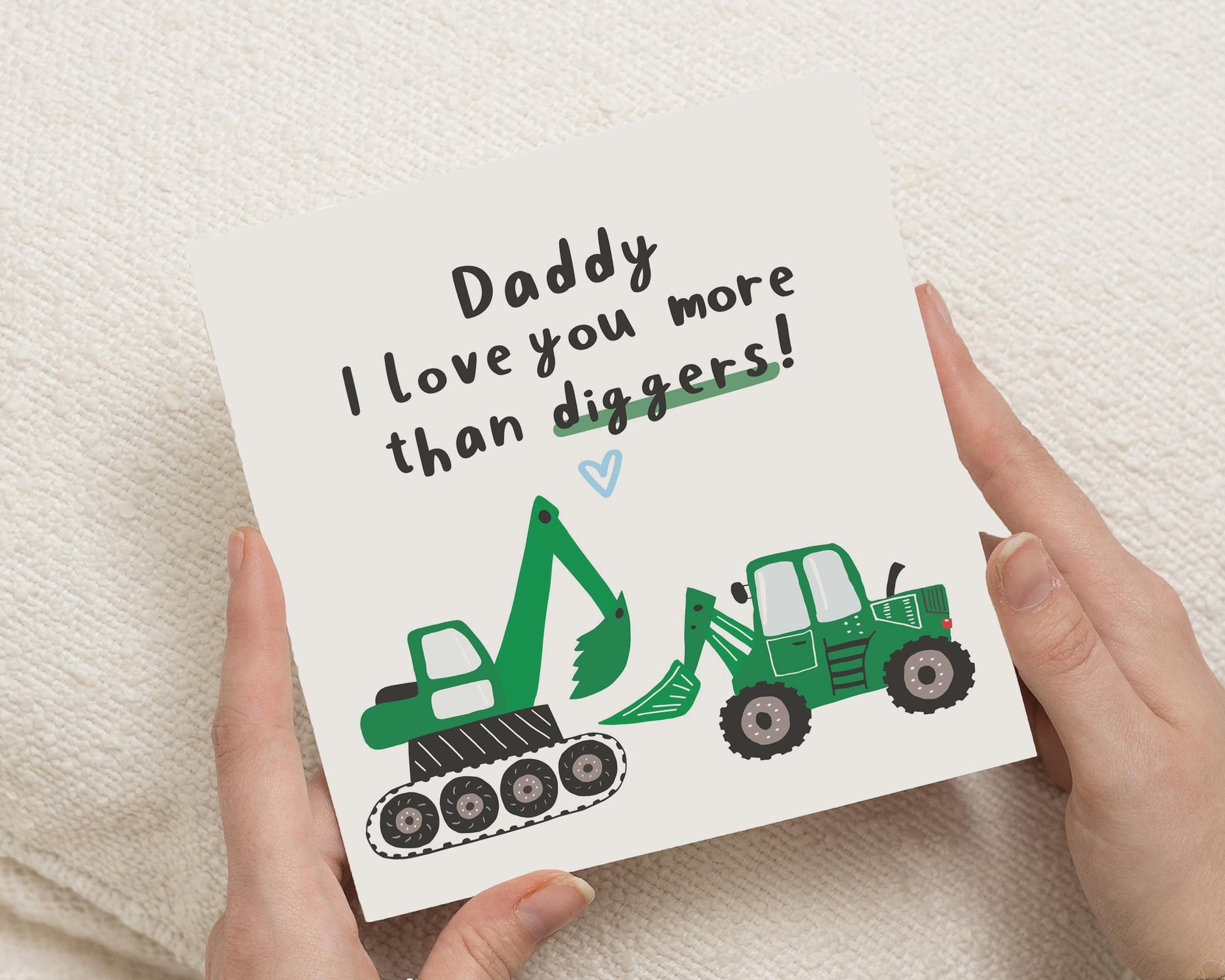 Birthday Card for Dad, Fathers Day Card for Daddy, Digger Card for Him, Cute Card from Kids, Personalised Daddy Card