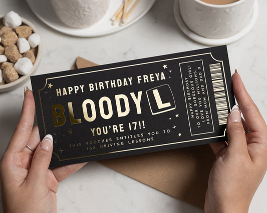 Personalised Driving Lessons Gift Voucher, 17th Birthday Gift Voucher, Birthday Voucher for Teen, Gift Experience Card