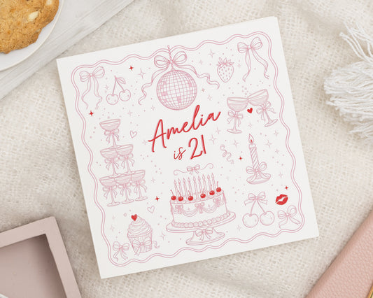 21st Birthday Card for Her, Personalised Birthday Card, Birthday Card for Daughter, Friend Birthday Card, Sister Birthday Card, Party Card