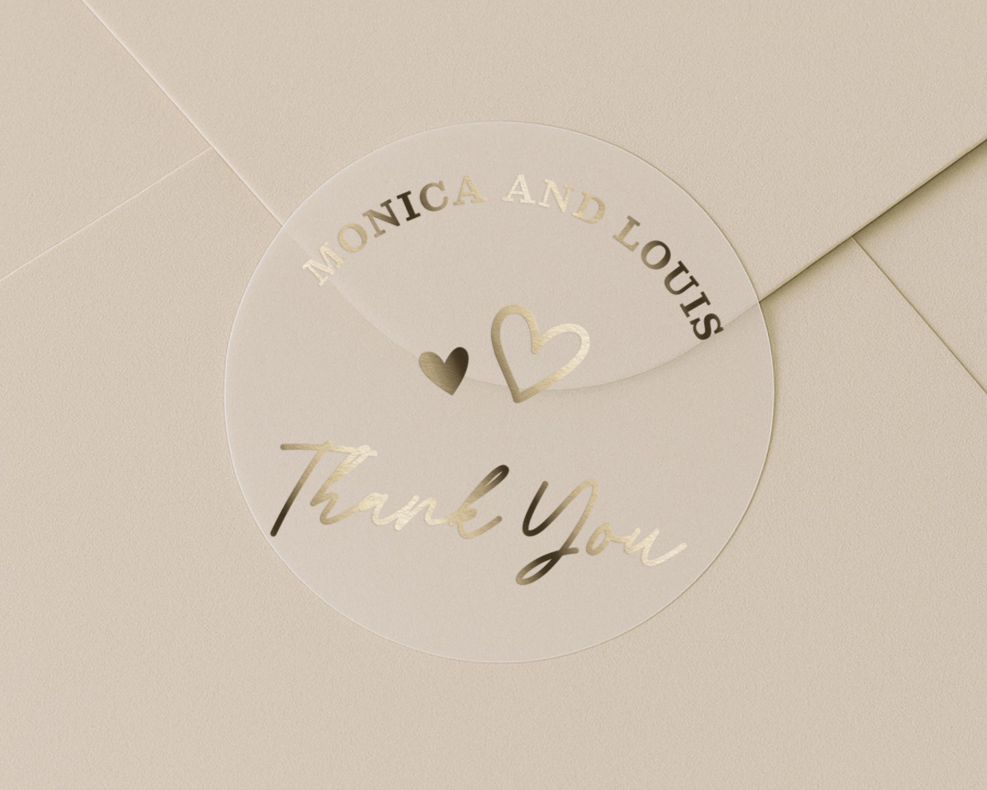 Thank You Sticker, Personalised Wedding Thank You Sticker, Gold Foil Thank You Label, Custom Thank You Sticker, Wedding Envelope Seal