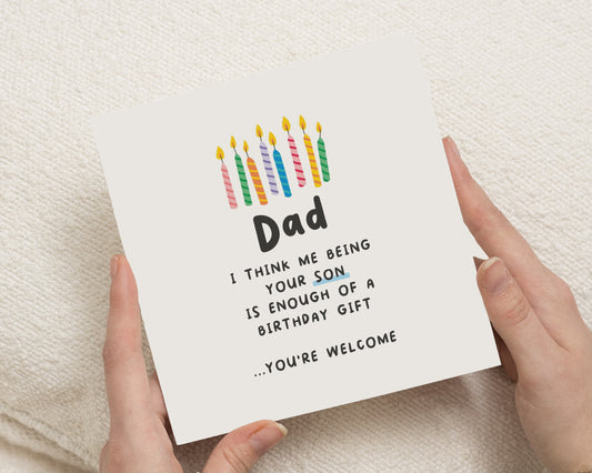 Birthday Card for Dad, Dad Birthday Card from Son, Funny Birthday Card for Dad, Father Birthday Card, Simple Birthday Card for Him