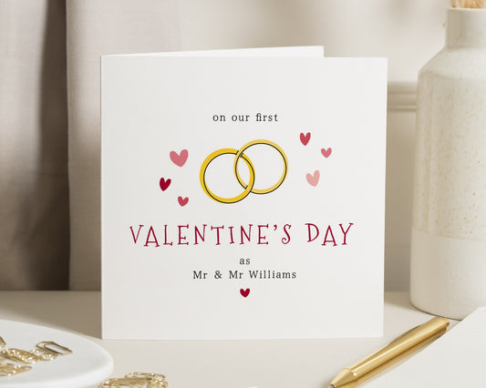 Valentines Day Card for Couple, First Valentines Day Card, Mr and Mr Valentines Card, Personalised Valentines Card, Engagement Card