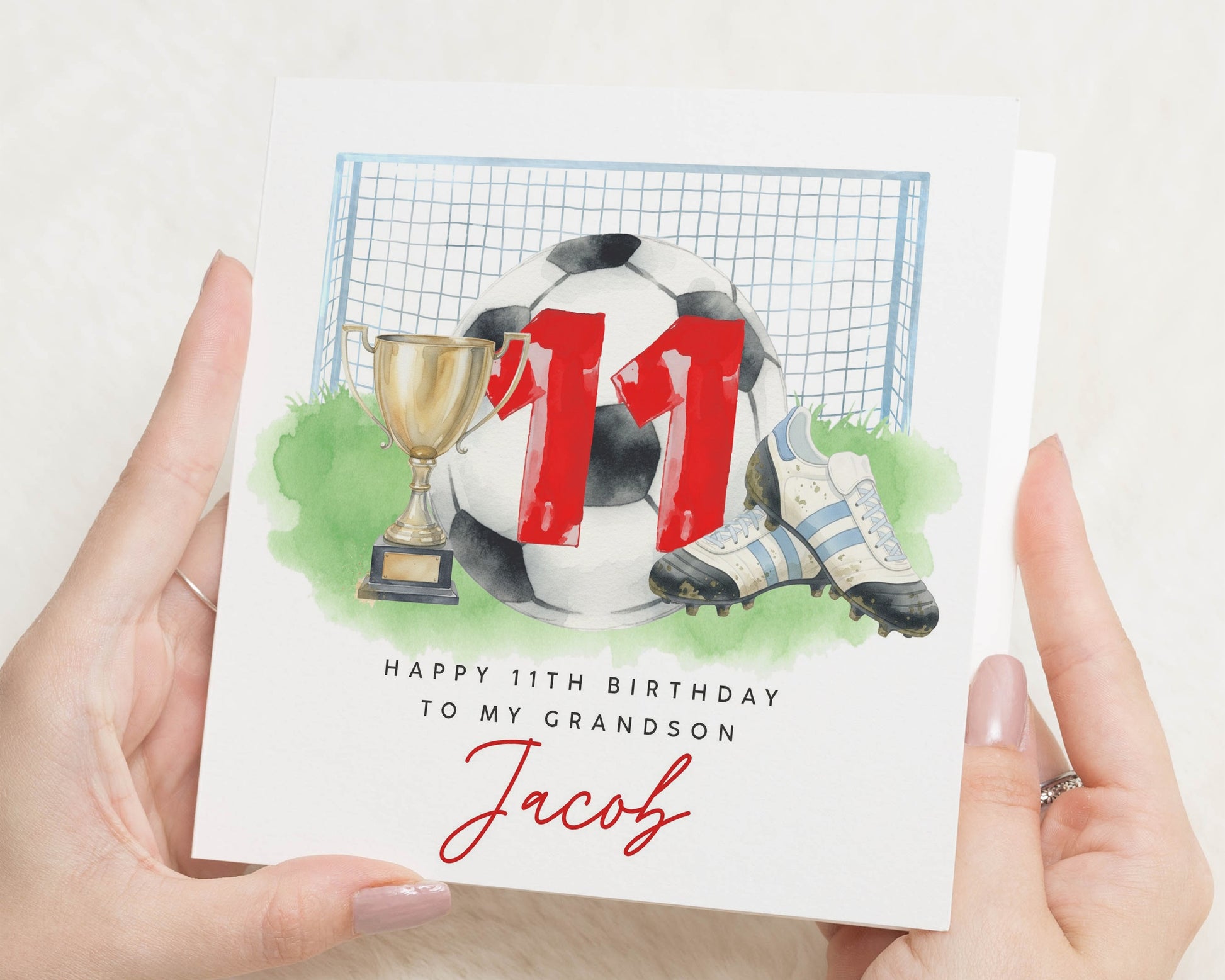 11th Birthday Card for Grandson, Football Birthday Card, Personalised Boys Birthday Card, Birthday Card for Boy, Sports Birthday Card