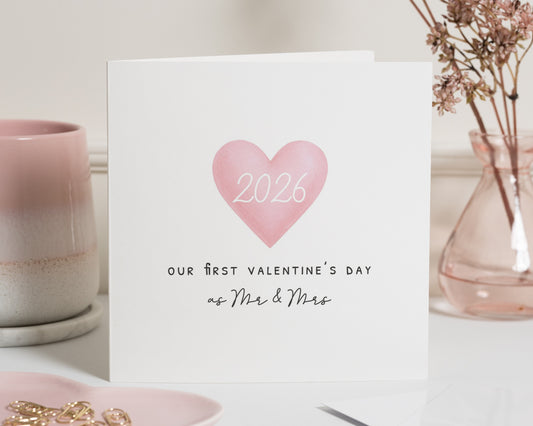 First Valentines Day Card as Mr and Mrs, Valentines Day Card for Husband, Personalised Valentines Card, Romantic Valentines Card