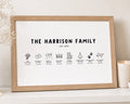 Personalised Family Timeline Print, Custom Family Name Wall Art, Black and White Milestone Print, Family Gift, New Home Gift