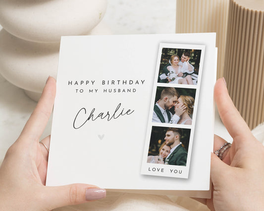 Birthday Card for Husband, Personalised Photo Birthday Card, Husband Birthday Card, Romantic Birthday Card for Him, Card from Wife