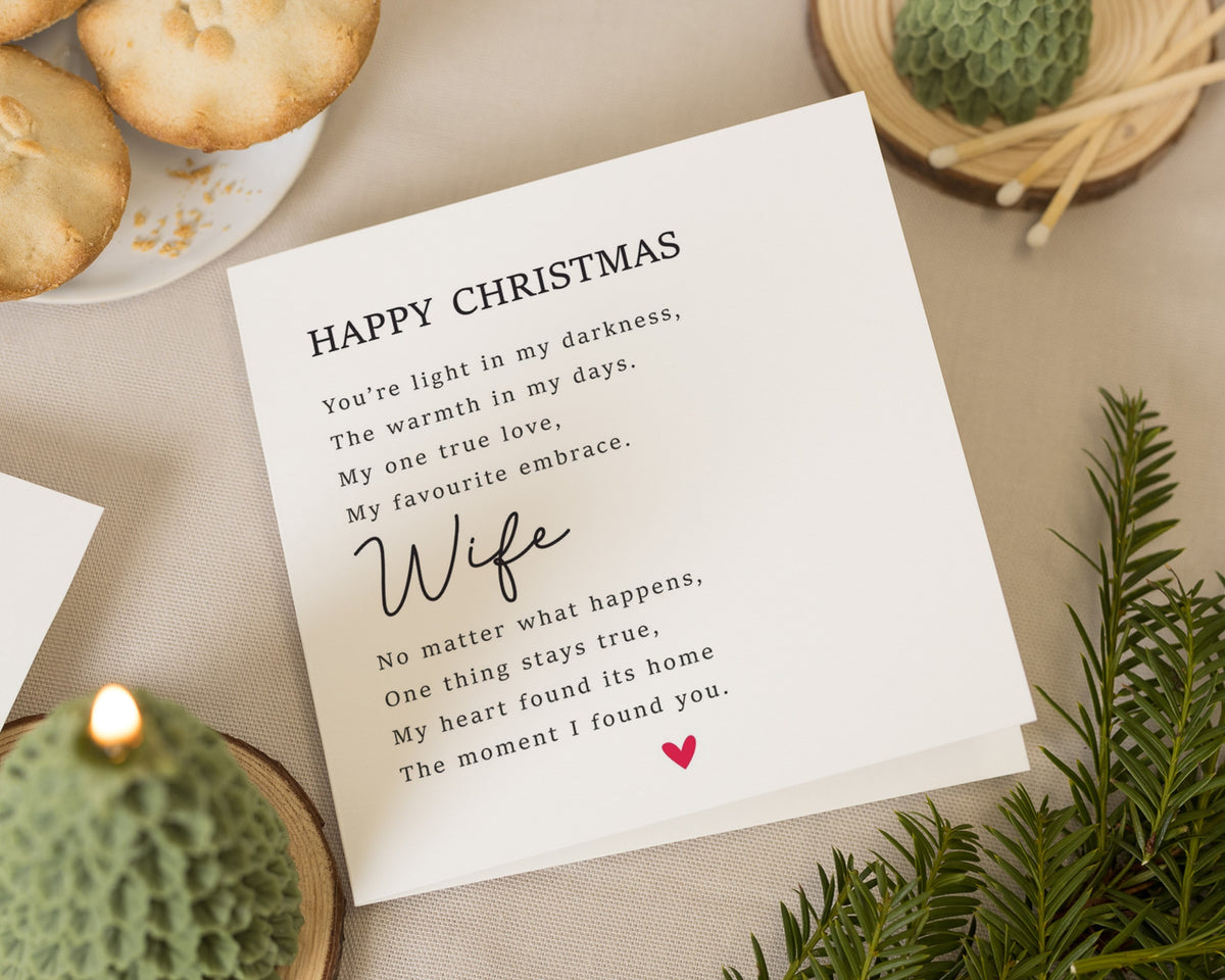 Christmas Card for Wife, Wife Christmas Card, Romantic Christmas Card for Her, Xmas Card for Wife, Poem Christmas Card for Wife