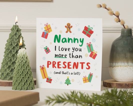 Christmas Card for Nanny, Nanny Christmas Card, Cute Christmas Card for Her, Christmas Card from Grandchildren, Present Christmas Card