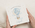 Personalised New Baby Card, Baby Boy Card, Welcome to the World Card, Newborn Baby Card, Elephant Card, Hot Air Balloon Card