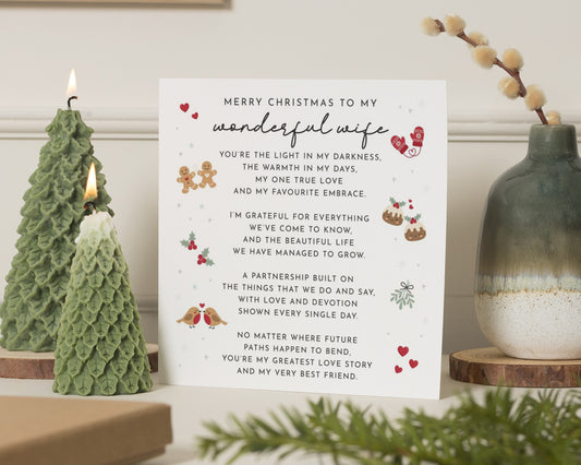 Christmas Card for Wife, Wife Christmas Card, Christmas Cards for Her, Romantic Christmas Card, Poem Christmas Card for Partner