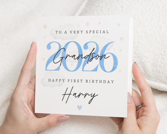 1st Birthday Card for Grandson, First Birthday Card for Boy, Personalised Birthday Card, Grandson Birthday Card, Baby Birthday Card