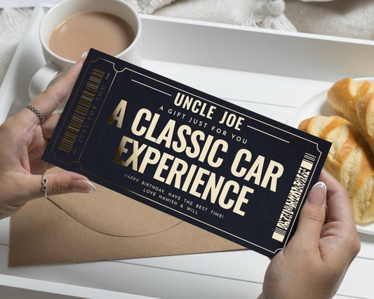Classic Car Experience Gift Voucher, Personalised Birthday Gift Voucher for Him, Uncle Birthday Gift, Driving Experience