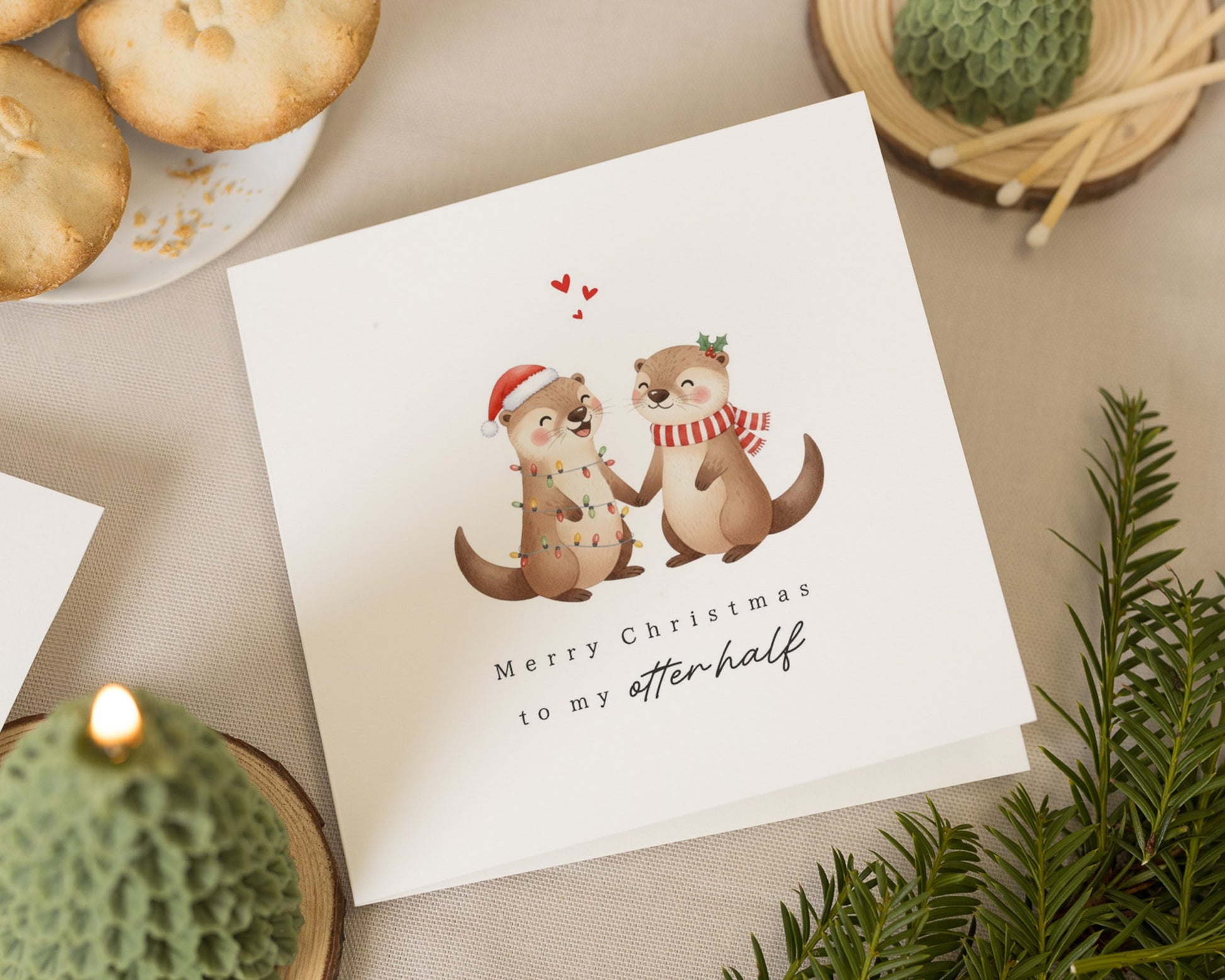 Christmas Card for Partner, Otter Christmas Card, Cute Christmas Card for Boyfriend, Girlfriend, Husband, Wife, Funny Animal Card