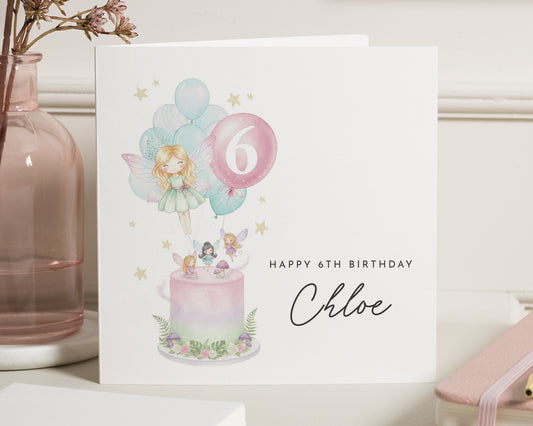 6th Birthday Card for Girl, Fairy Birthday Card, Personalised Birthday Card for Daughter, 6th Birthday Card for Granddaughter, Fairy Card