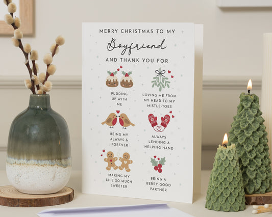 Christmas Card for Boyfriend, Boyfriend Christmas Card, Cute Christmas Card for Him, Funny Christmas Card, Romantic Card for Partner