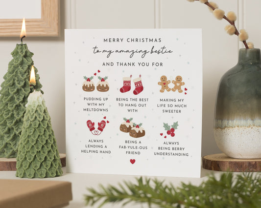 Christmas Card for Best Friend, Bestie Christmas Card, Funny Christmas Card for Friend, Cute Christmas Card for Her