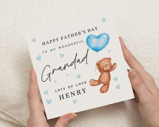 Fathers Day Card for Grandad, Grandad Fathers Day Card, Cute Bear Card, Personalised Fathers Day Card, Fathers Day Card from Grandchildren