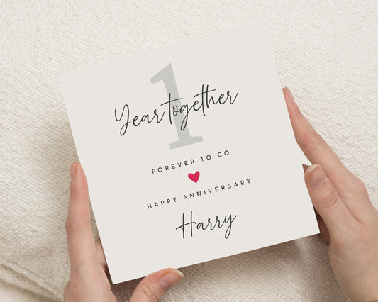1st Anniversary Card, Personalised Anniversary Card, Anniversary Card for Him, Anniversary Card for Her, One Year Anniversary Card
