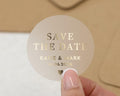 Save The Date Sticker, Gold Foil Wedding Save The Date, Personalised Wedding Sticker, Custom Wedding Label, Modern Save The Date