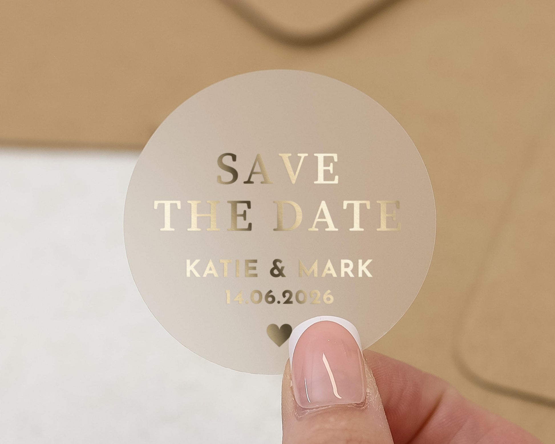Save The Date Sticker, Gold Foil Wedding Save The Date, Personalised Wedding Sticker, Custom Wedding Label, Modern Save The Date