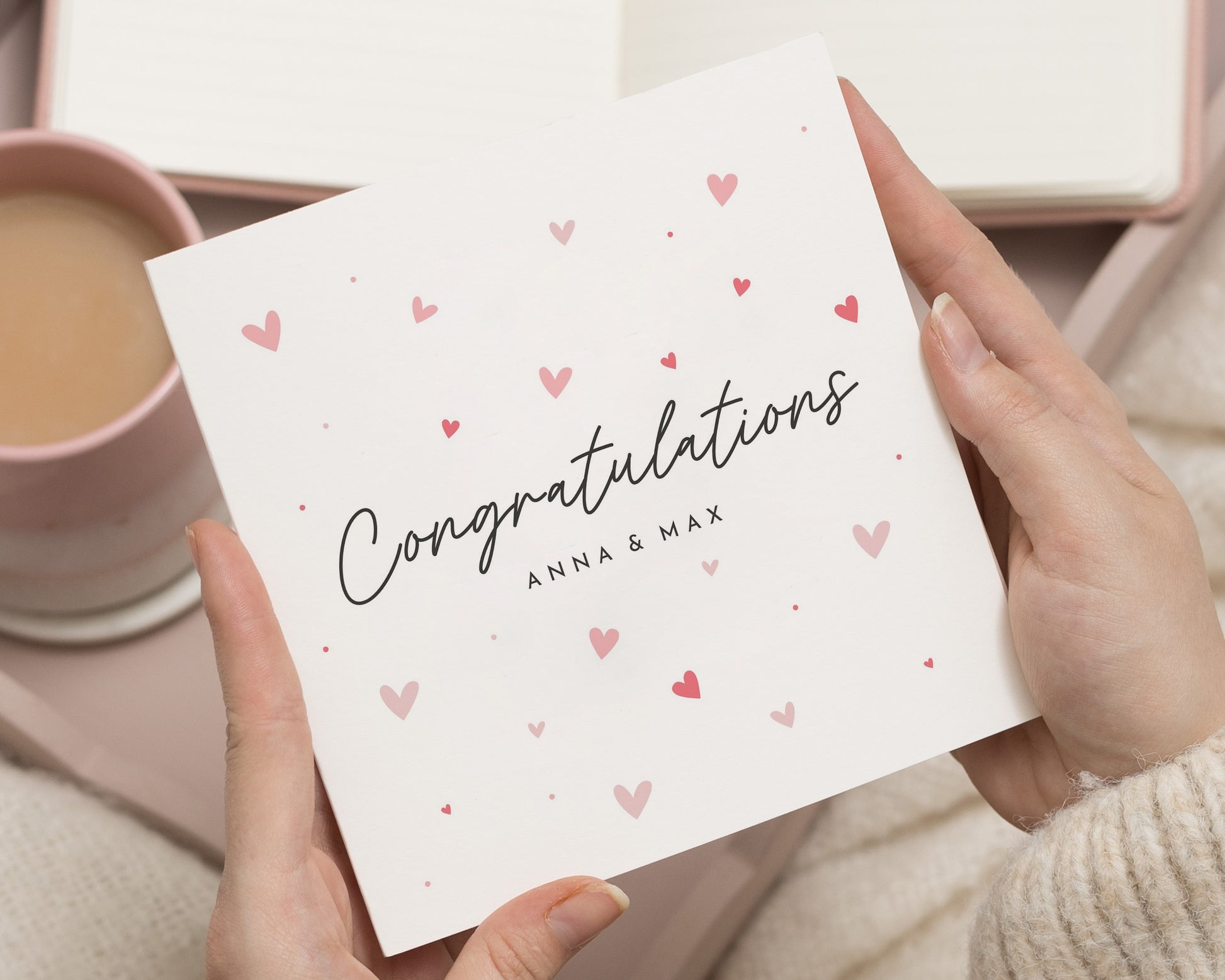Congratulations Card, Personalised Congratulations Card, Engagement Card, Wedding Card, Custom Card for Couple, Heart Card