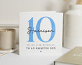 10th Birthday Card for Son, Personalised Birthday Card for Boy, Custom Kids Age Card, Birthday Card for Boys, Blue Son Birthday Card