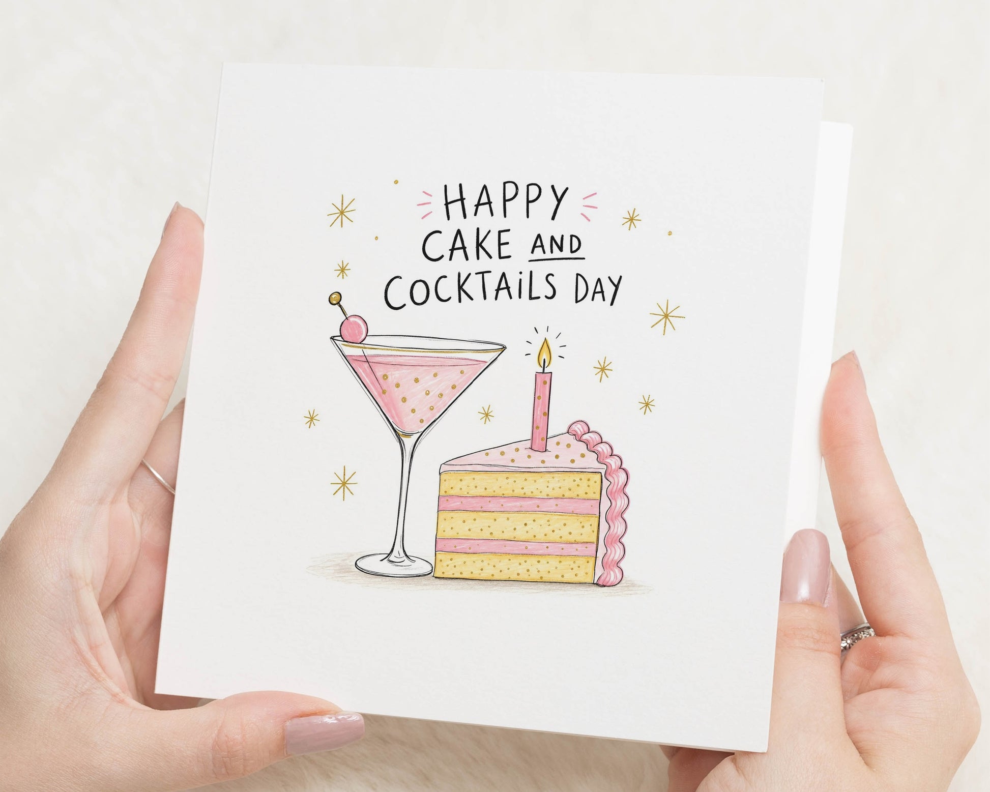 Birthday Card for Her, Cocktail Birthday Card, Cake Birthday Card, Birthday Card for Friend, Best Friend Birthday Card for Women