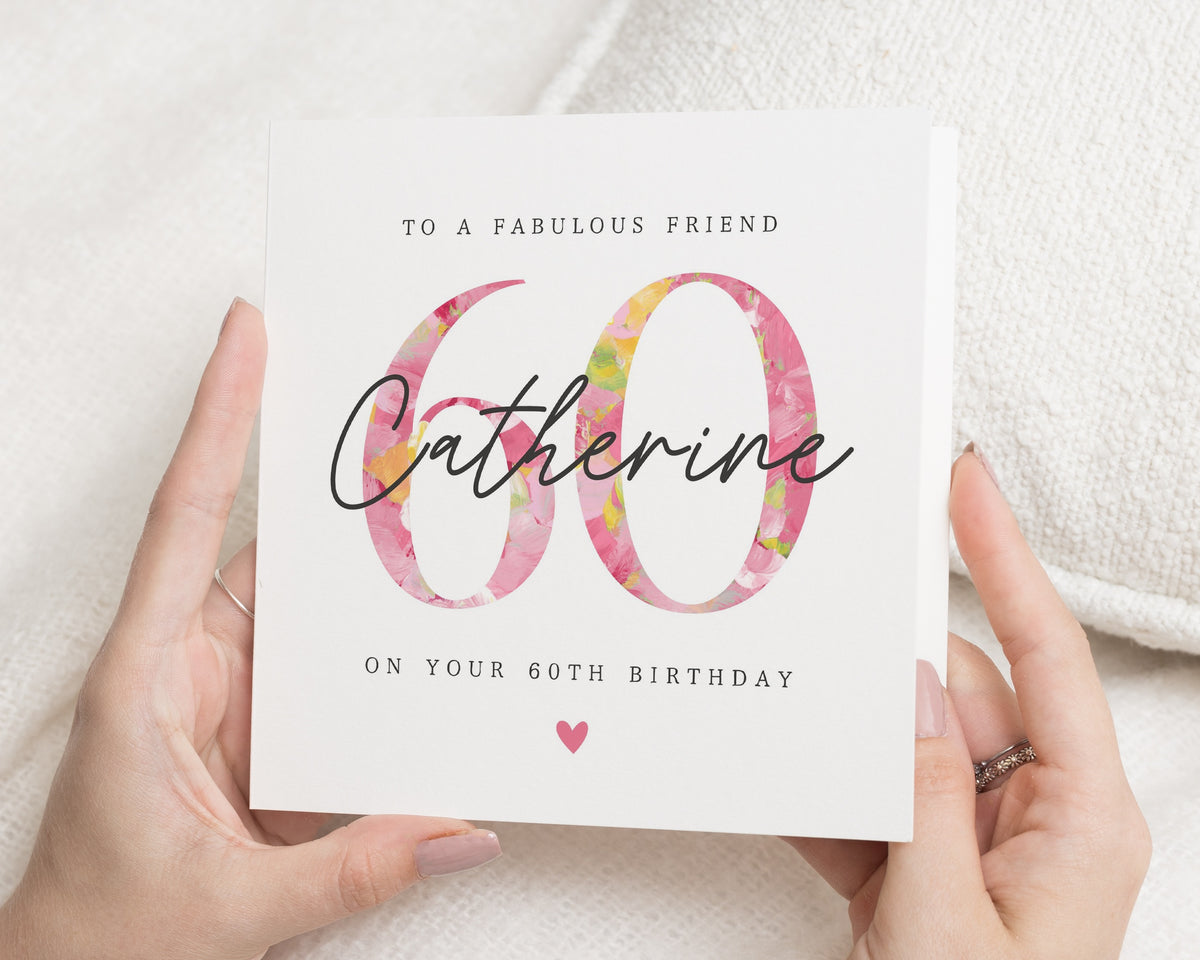 60th Birthday Card for Friend, Personalised Birthday Card, Birthday Card for Her, Fabulous Friend 60th Card, Floral Birthday Card for Women