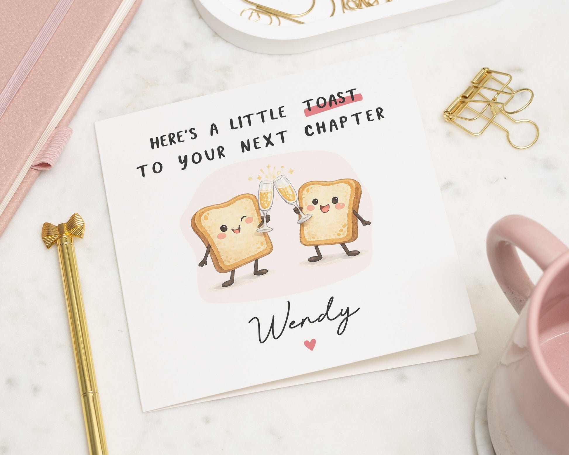 Congratulations Card, Personalised Pun Card, Toast Card, Leaving Card, New Job Card, Funny Card for Friend, Custom Name Card