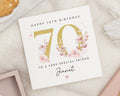 70th Birthday Card, Special Friend Birthday Card, Floral Birthday Card, Personalised 70th Birthday Card for Her, Printed Metallic Effect