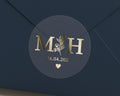 Personalised Wedding Envelope Seal, Gold Foil Initial Sticker, Custom Date Sticker, Wedding Sticker, Monogram Sticker, Envelope Seal