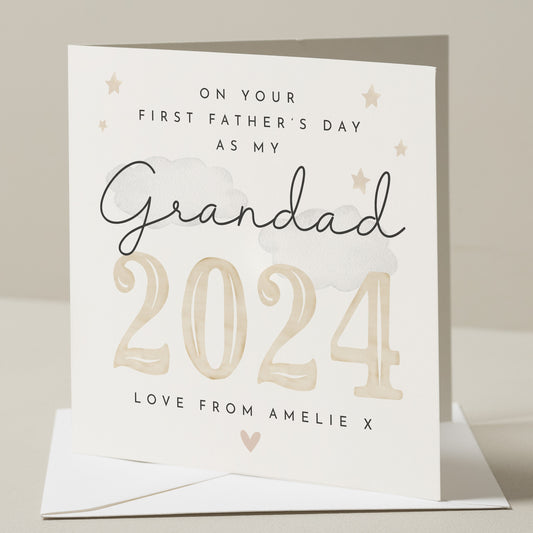 Personalised First Father&#39;s Day As My Grandad Card, 1st Fathers Day Card, Baby First Fathers Day Card, First Fathers Day Gift, For Grandad