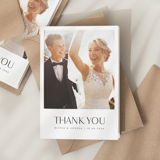 Wedding Thank You Card With Photo, Folded Thank You Card, Personalised Wedding Thank You Card, Photo Thankyou Card For Guests