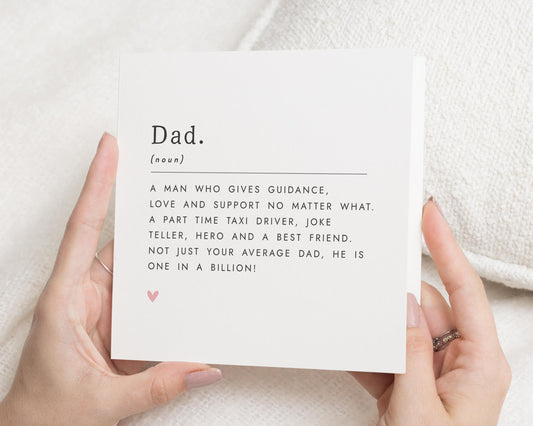 Dad Birthday Card, Birthday Card for Dad, Fathers Day Card, Card for Him, Dad Definition Card, Funny Dad Card, One in a Billion Dad Card