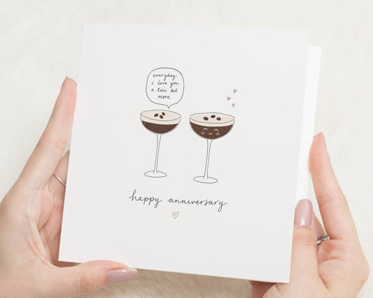 Anniversary Card for Husband, Anniversary Card for Wife, Boyfriend Anniversary Card, Girlfriend Anniversary Card, Espresso Martini Card