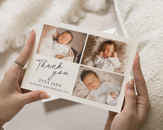 Simple New Baby Thank You Cards, Personalised Thank You Cards New Baby, Baby Photo Thank You Cards, Postcard Thankyou Cards, Thank You Notes