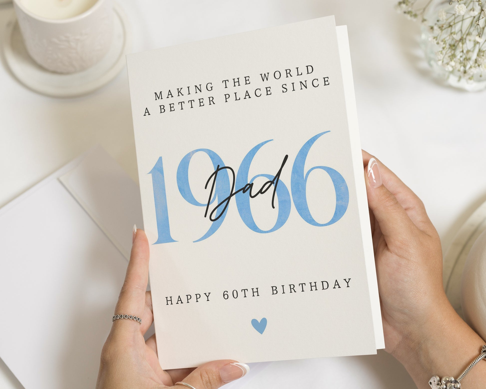 60th Birthday Card for Dad, Dad 60th Birthday Card, 60th Birthday Cards for Him, Personalised Birthday Card, Blue Birthday Card