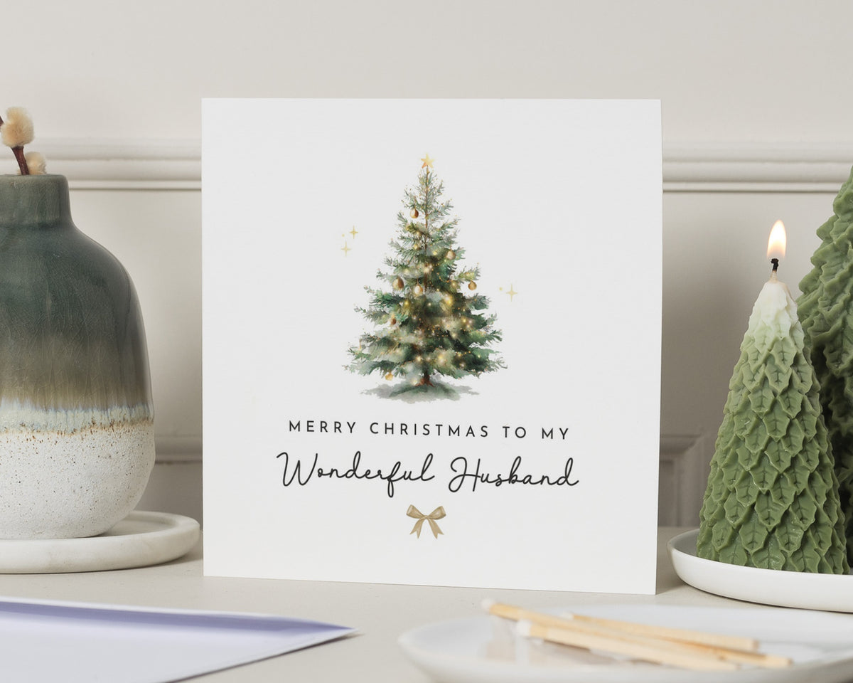 Christmas Card for Husband, Husband Christmas Card, Merry Christmas Card for Him, Romantic Christmas Card, Christmas Tree Card