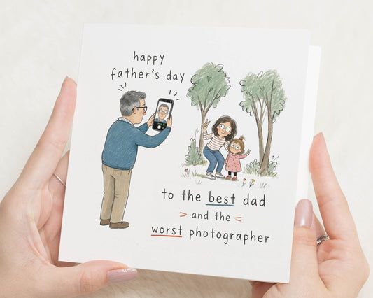 Father's Day Card for Dad, Funny Dad Card, Father's Day Card from Kids, Daddy Card, Best Dad Card, Worst Photographer Card