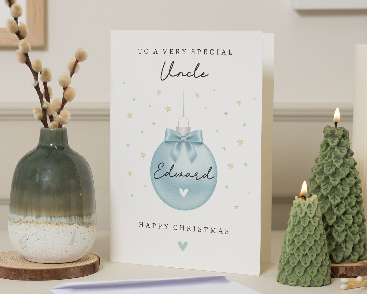 Christmas Card for Uncle, Personalised Uncle Christmas Card, Xmas Card for Uncle, Special Uncle Card, Bauble Christmas Card