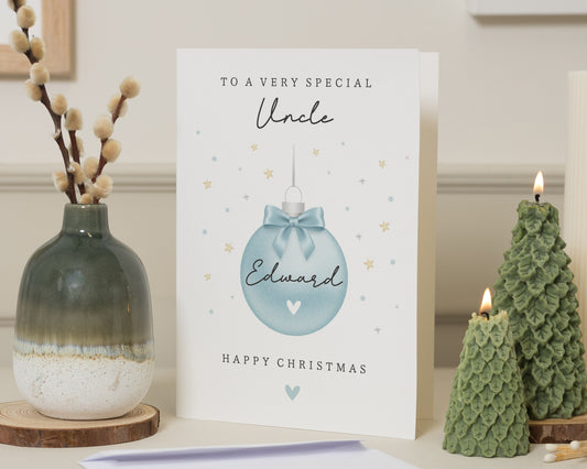 Christmas Card for Uncle, Personalised Uncle Christmas Card, Xmas Card for Uncle, Special Uncle Card, Bauble Christmas Card