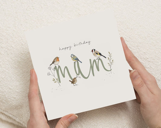 Birthday Card for Mum, Mum Birthday Card, Birthday Cards for Mum, Cute Bird Birthday Card, Floral Birthday Card for Mum